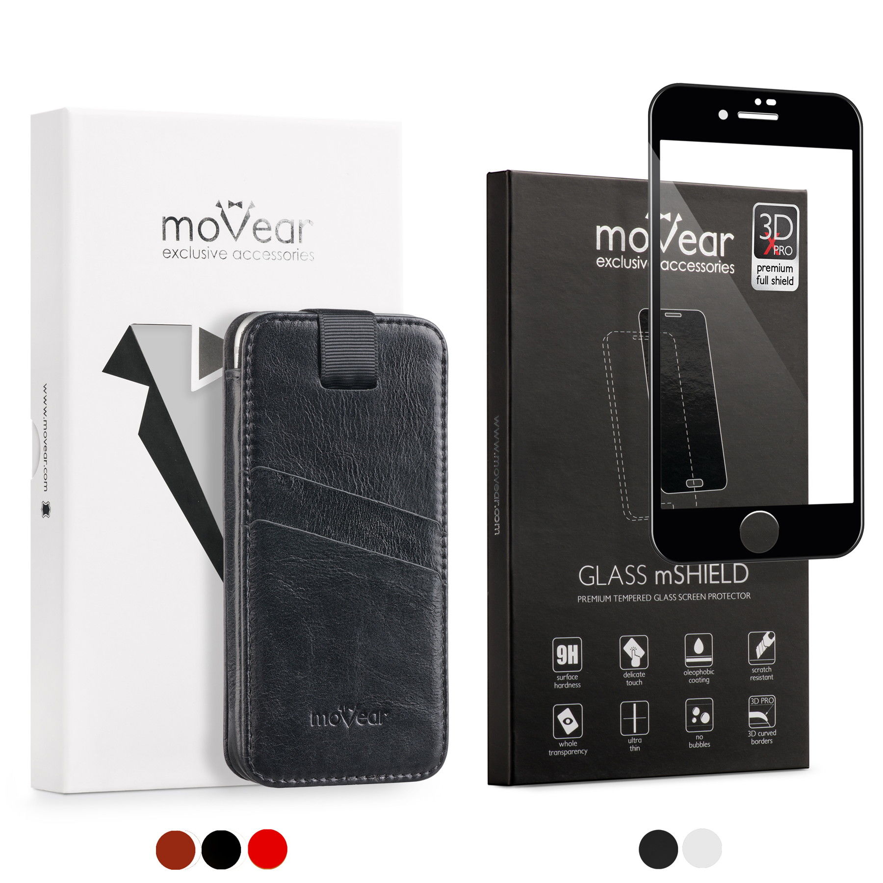 Etui moVear (skóra) + Szkło Hartowane 3D X-PRO | Zestaw do iPhone 8 Plus / 7 Plus