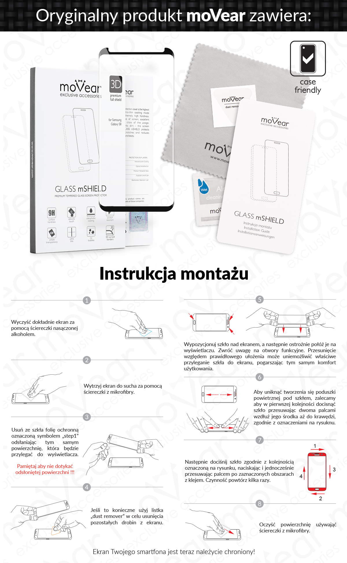 movear.pl - Szkło Hartowane 9H pełne 3D do Samsung Galaxy S8