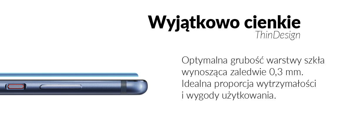 Wyjątkowo cienka warstwa szkła grubości 0,33mm chroni wyświetlacz Huawei P10
