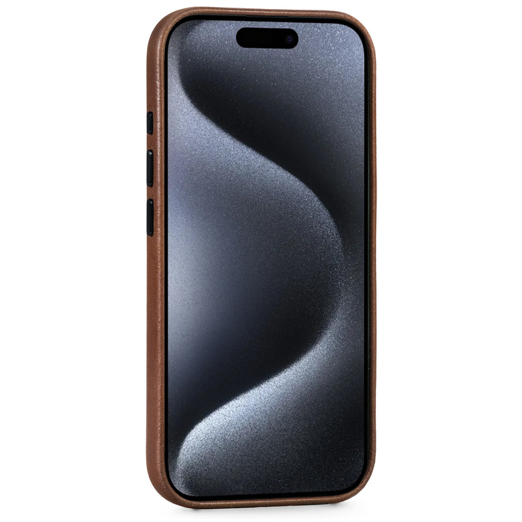 moVear backCover 4S Skórzane plecki do Apple iPhone 15 Pro (6.1") | kompatybilne z MagSafe, Skóra naturalna olejowana (Ciemnobrązowa)