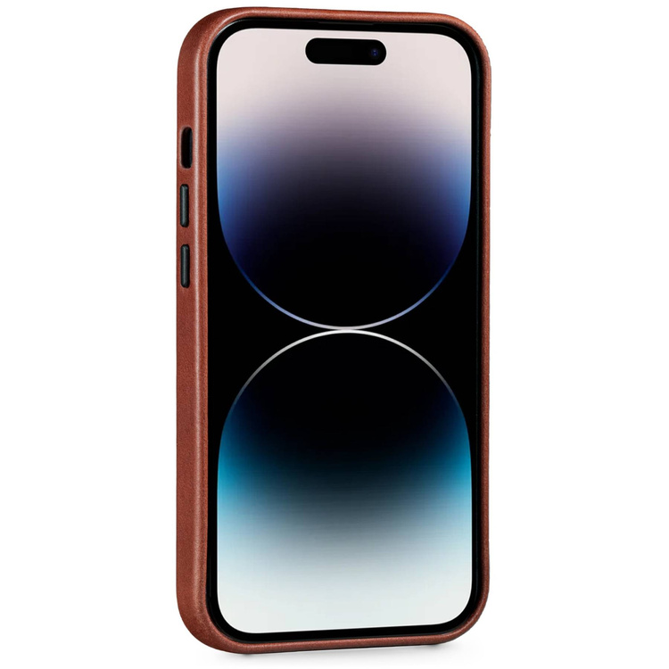 moVear backCover 4S Skórzane plecki do Apple iPhone 14 Pro Max (6.7") | kompatybilne z MagSafe, Skóra naturalna olejowana (Kasztanowy brązowy)
