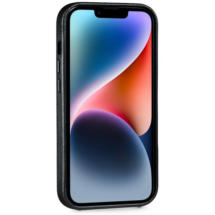 moVear backCover 4S Skórzane plecki do Apple iPhone 14 Plus (6.7") | kompatybilne z MagSafe, Skóra naturalna gładka (Czarna)