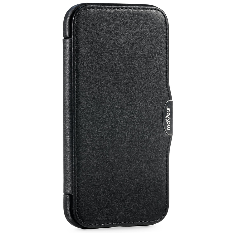 moVear flipSide 4C skórzane etui do Apple iPhone 16 (6.1") | Skóra naturalna gładka (Czarna)