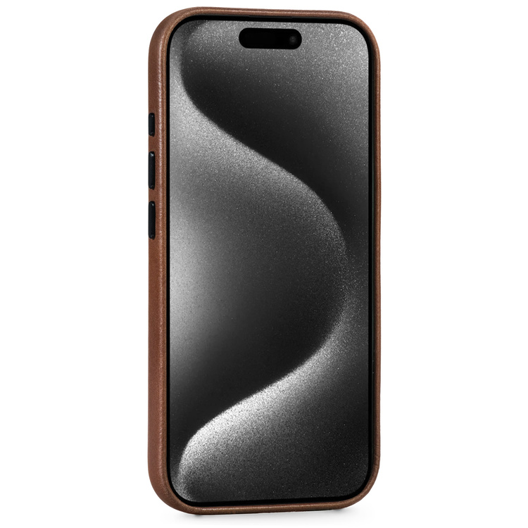 moVear backCover 4S Skórzane plecki do Apple iPhone 15 Pro Max (6.7") | kompatybilne z MagSafe, Skóra naturalna olejowana (Ciemnobrązowa)