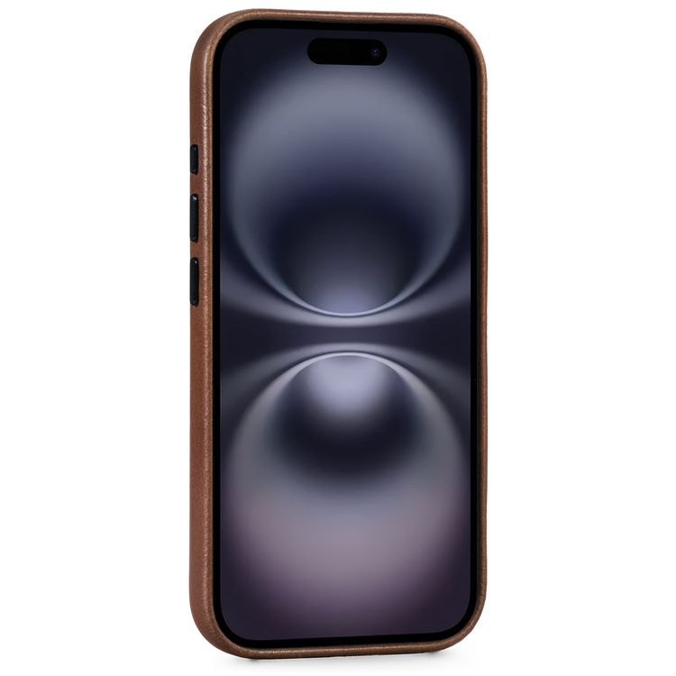 moVear backCover 4S Skórzane plecki do Apple iPhone 16 (6.1") | kompatybilne z MagSafe, Skóra naturalna olejowana (Ciemnobrązowa)