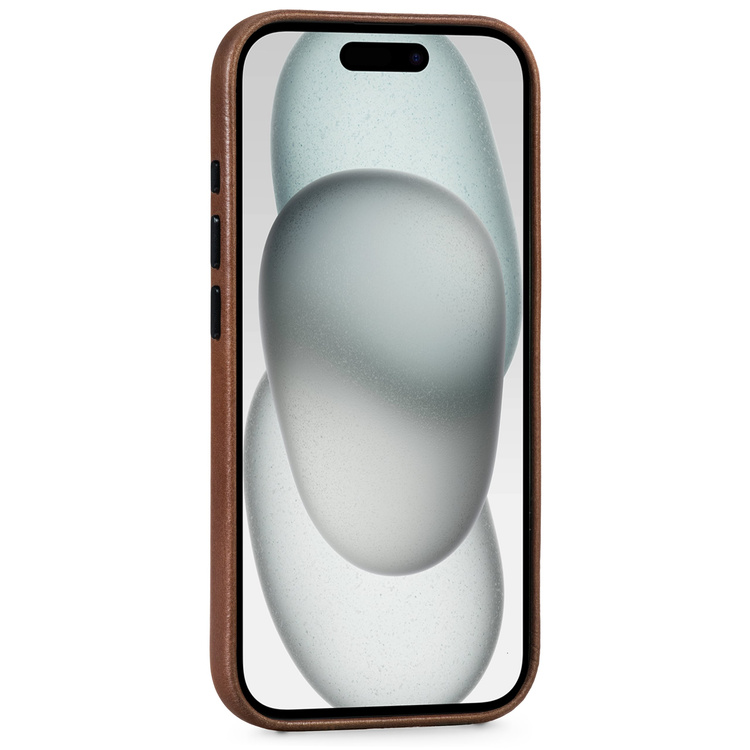 moVear backCover 4S Skórzane plecki do Apple iPhone 15 (6,1") | kompatybilne z MagSafe, Skóra naturalna olejowana (Ciemnobrązowa)