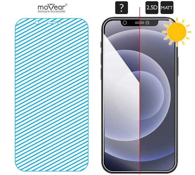 2 szt. | moVear GLASS mSHIELD 2.5D MATT do Apple iPhone 12 Pro / 12 (6.1") (Antyrefleksyjne)