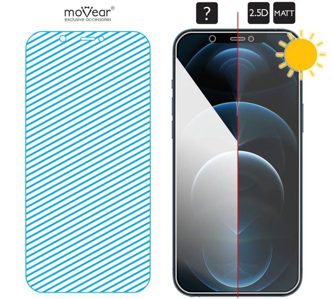 2 szt. | moVear GLASS mSHIELD 2.5D MATT do Apple iPhone 12 Pro Max (6.7") (Antyrefleksyjne)
