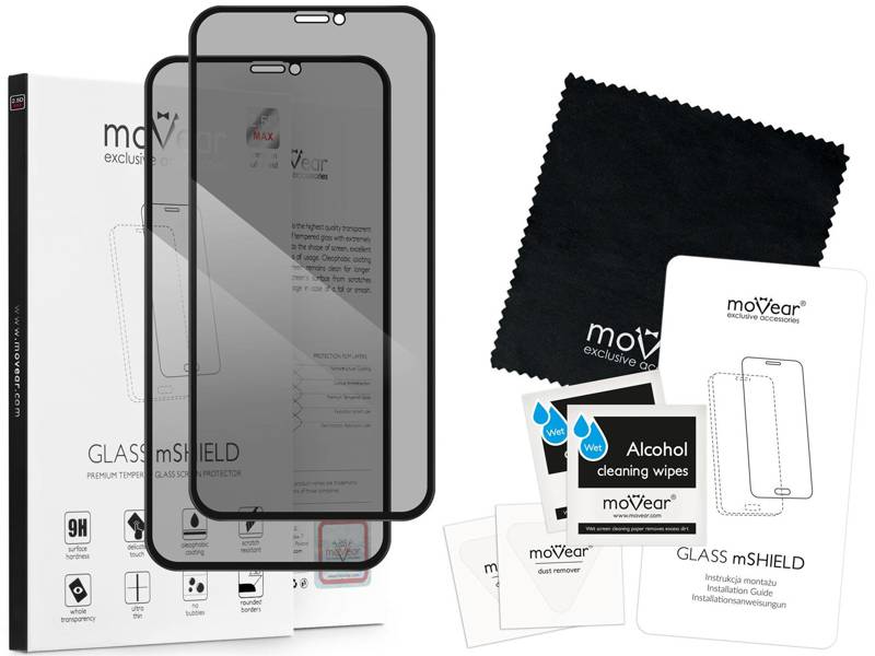 2 szt. | moVear GLASS mSHIELD 2.5D MAX privacy do Apple iPhone 11 / Xr (6.1") (Prywatyzujące, kompatybilne z etui)