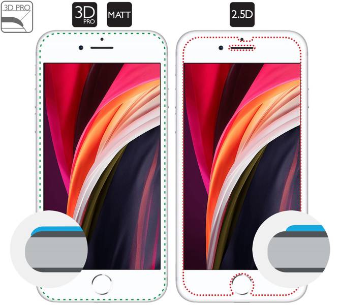 2 szt. | moVear GLASS mSHIELD 3D PRO MATT do Apple iPhone SE (2022 / 2020) / 8 / 7 (4.7") | (Antyrefleksyjne)