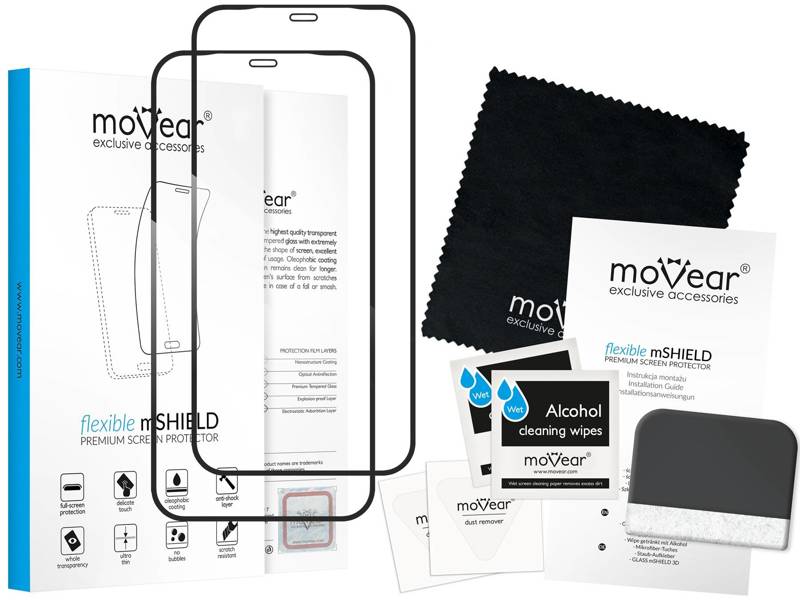 2 szt. | moVear flexible mSHIELD 2D do Apple iPhone 12 Mini (5.4"). Pancerne szkło hybrydowe.