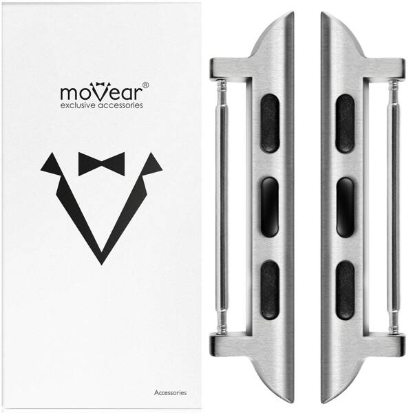 moVear | Adapter paska 22mm do Apple Watch 9/8/7/6/SE/5/4/3/2/1 (45/44/42mm) & Ultra (49mm) | Srebrny Stal nierdzewna