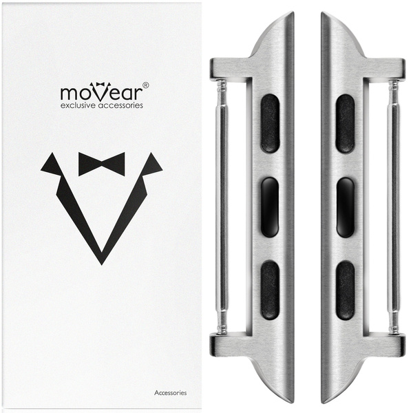 moVear | Adapter paska 24mm do Apple Watch 8/7/6/SE/5/4/3/2/1 (45/44/42mm) & Ultra (49mm) | Srebrny Stal nierdzewna