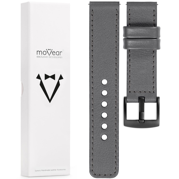 moVear C1 20mm (M/L) Skórzany pasek do Samsung Galaxy Watch 4 / 3 (41mm) / Active 2/1 z Czarny