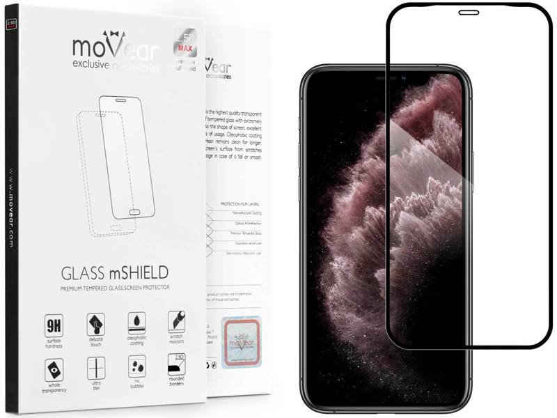 moVear GLASS mSHIELD 2.5D MAX do Apple iPhone 11 Pro Max / Xs MAX (6.5") (kompatybilne z etui)