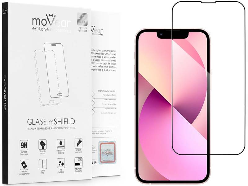 moVear GLASS mSHIELD 2.5D MAX do Apple iPhone 13 Mini (5.4") (kompatybilne z etui)