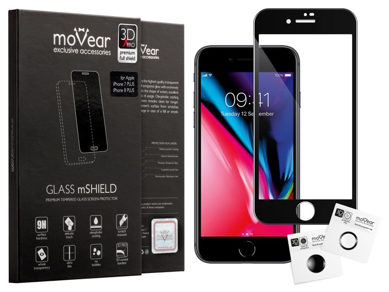 moVear GLASS mSHIELD 3D X-PRO na Apple iPhone 8 / 7 | Szkło Hartowane na Cały Ekran, 9H