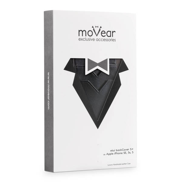 moVear backCover S+ Skórzane Etui Plecki do Apple iPhone SE / 5s / 5 | Skóra Gładka | Czarny