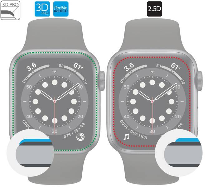 moVear flexible mSHIELD 3D PRO do Apple Watch 6/5/4/SE (44mm) (1.78")