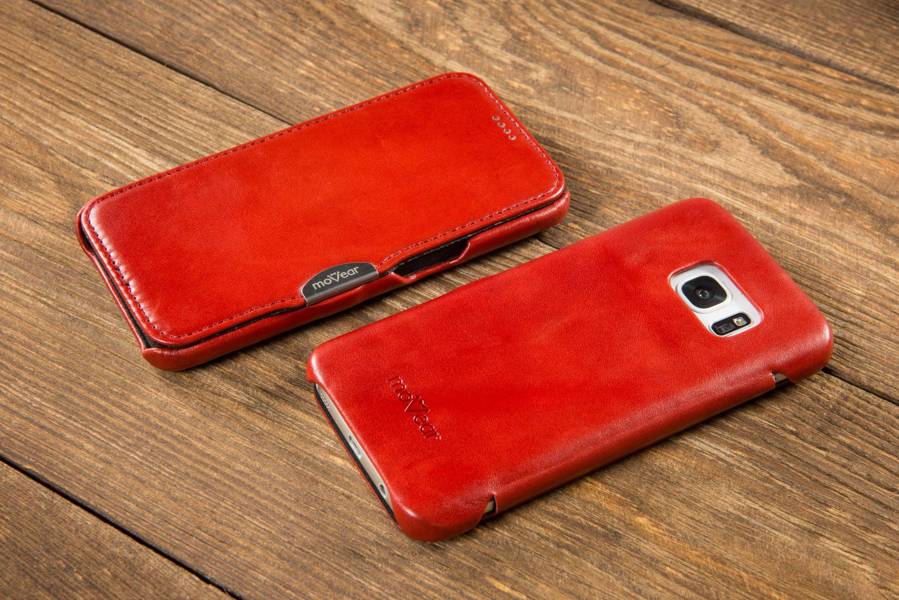 moVear flipSide C Skórzane Etui do Samsung Galaxy S6 | Skóra Vintage | Czerwony