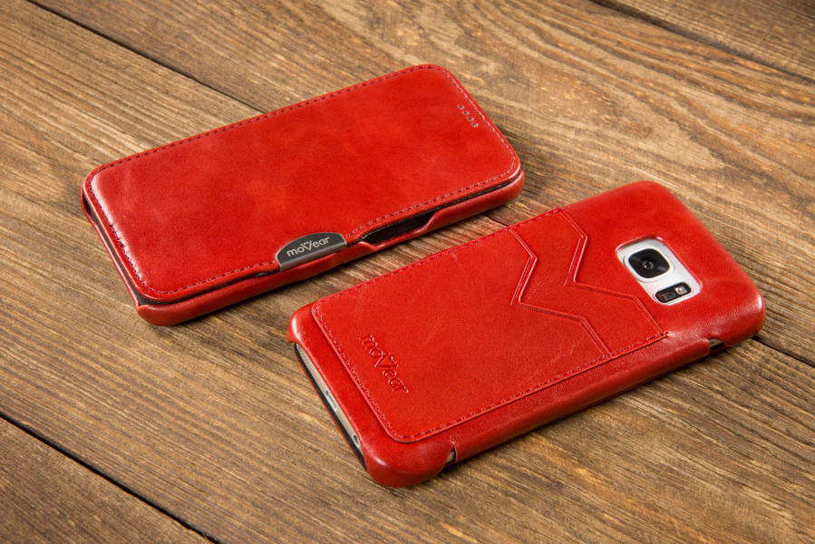 moVear flipSide C+ Skórzane Etui do Samsung Galaxy S6 | Skóra Vintage | Czerwony