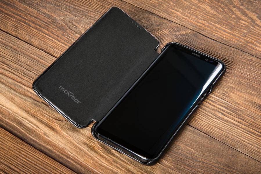 moVear flipSide S skórzane etui do Samsung Galaxy S8+ (Plus) (6.2") | Skóra naturalna vintage (Czarna)