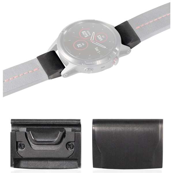 moVear uStrap R1 Skórzany pasek do Garmin Fenix 6 / 5 - Pro, Plus, Solar (koperta 47mm) z adapterem QuickFit 26mm | Brązowy ze srebrnym przeszyciem