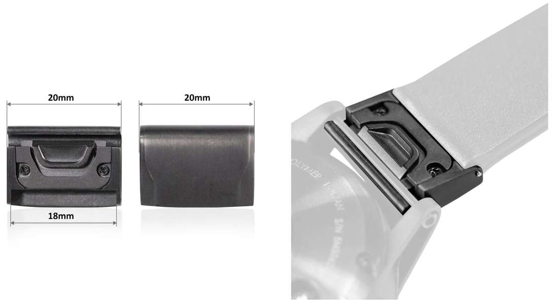 moVear uStrap R1 Skórzany pasek do Garmin Fenix 6S / 5S - Pro, Plus, Solar (koperta 42mm) z adapterem QuickFit 20mm | Brązowy ze srebrnym przeszyciem